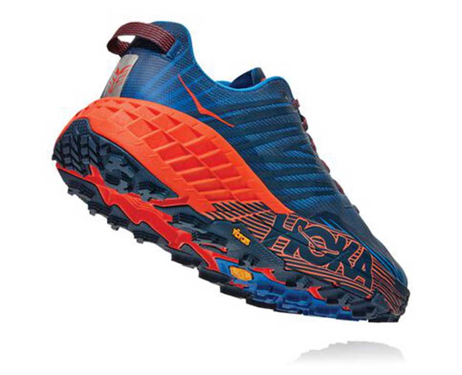 Trail Shoes Mens - Hoka One One Speedgoat 4 - Blue/Red - YZDRTHC-30